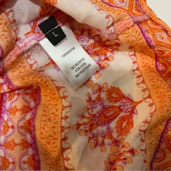 Lillyful Floral Orange & Pink  Dress size Large 100% rayon. - Picture 6 of 8